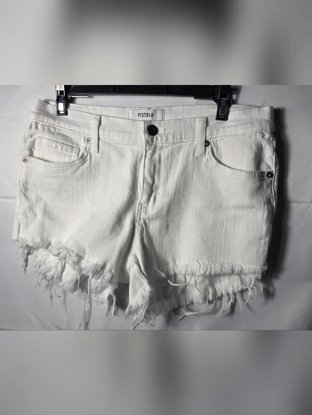 Pistola White Distressed Denim Cutoff Shorts  28 Or Women's 6 Designer Preppy
